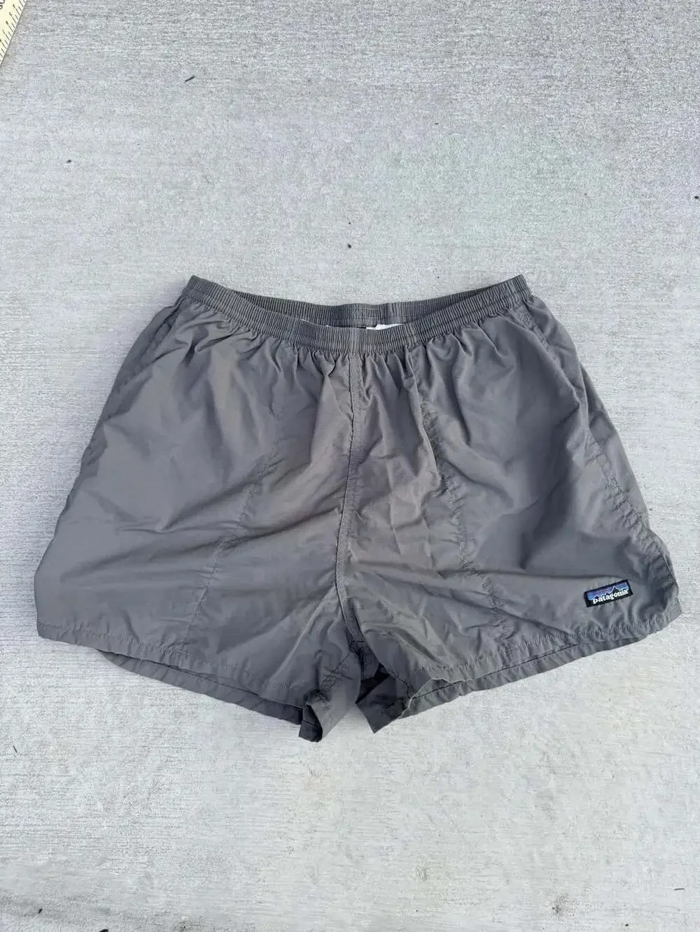 Vintage Patagonia Shorts Size L Gray Nylon Swim Trunks Elastic Waist